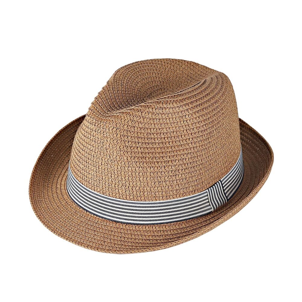 1639 Summer Panama Straw Fedora Hats Trilby Hat Foldable Roll Up Short Brim